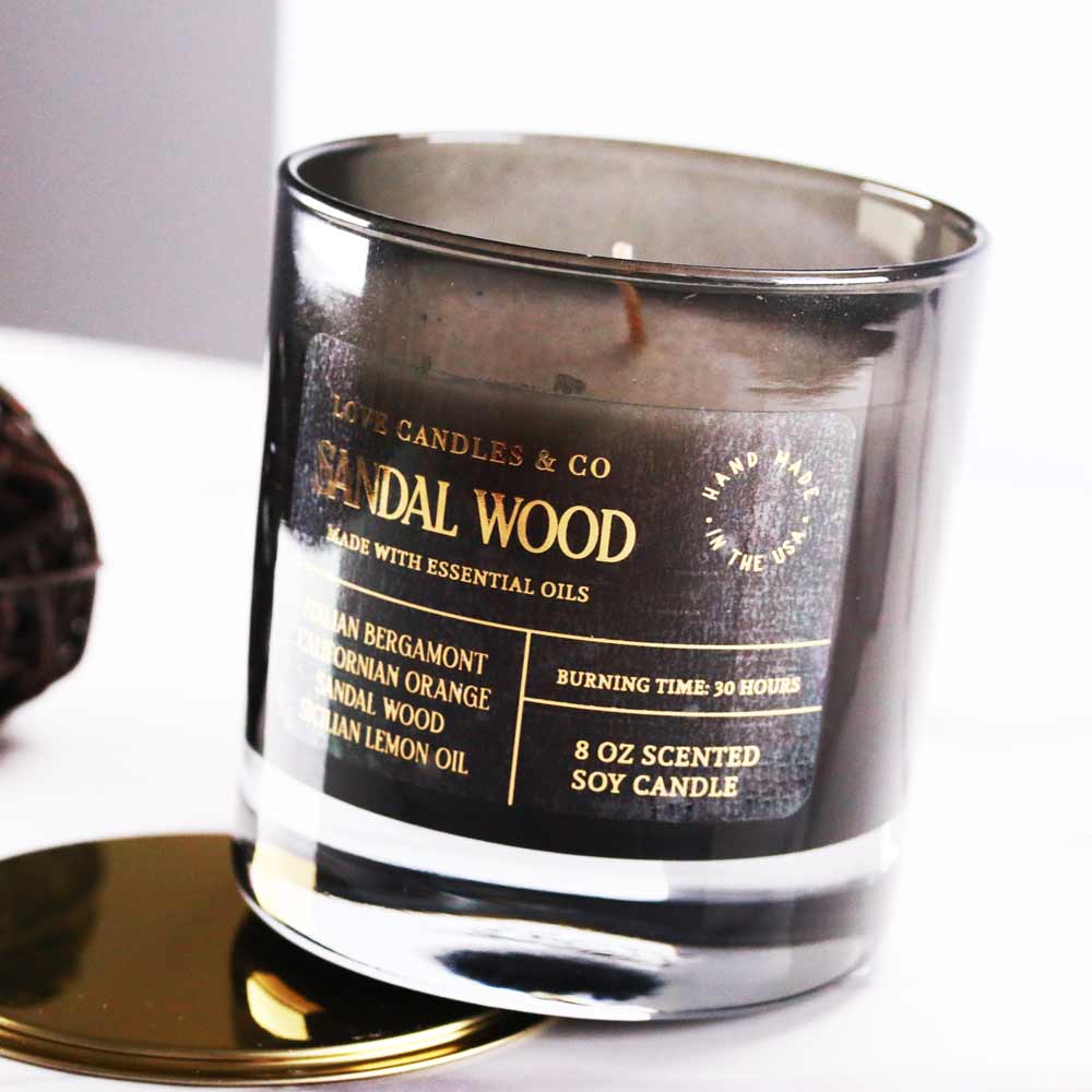 Rectangle Personalized Gold Foiled Candle Label - XOXOKristen