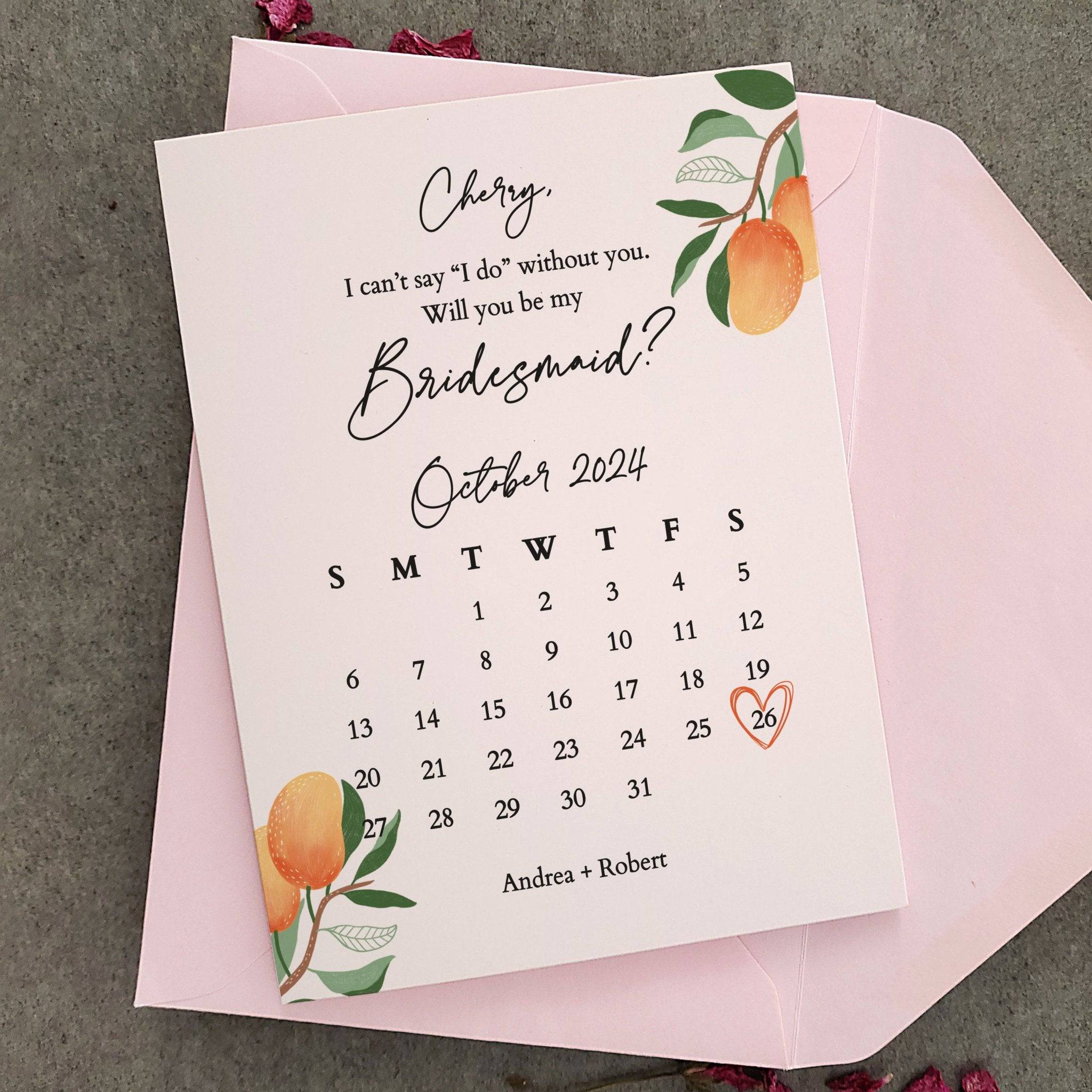 Rustic Will you be my Bridesmaid Proposal Calendar - XOXOKristen