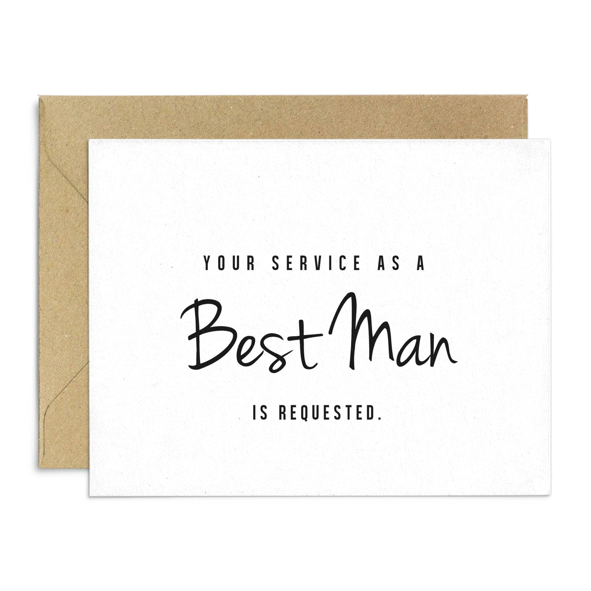 Simple Best Man Proposal Card - Your Service as Best Man is Requested - XOXOKristen