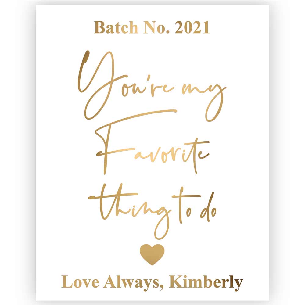 Soft Velvet Valentine's Day Wine Label with Gold Lettering - XOXOKristen