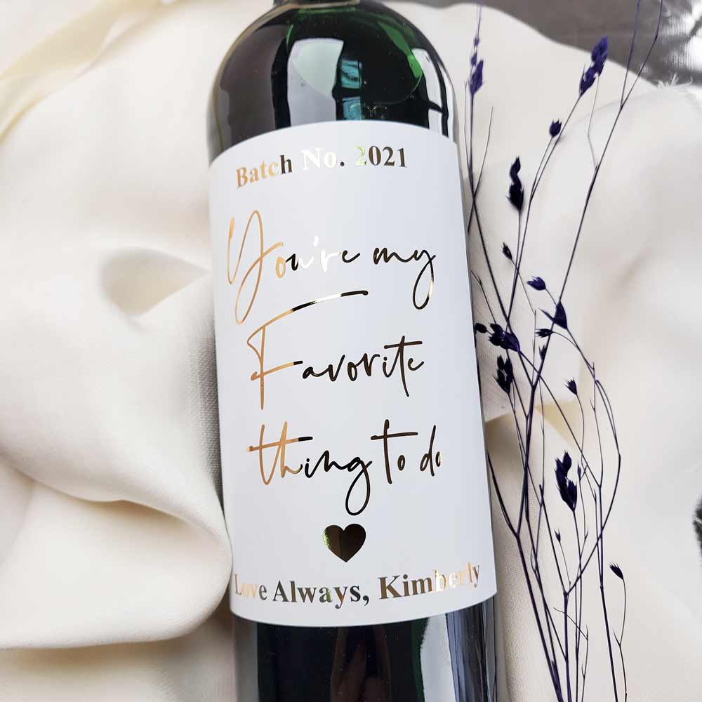 Soft Velvet Valentine's Day Wine Label with Gold Lettering - XOXOKristen