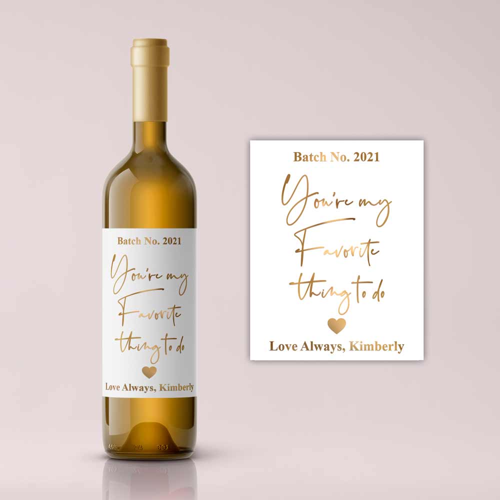 Soft Velvet Valentine's Day Wine Label with Gold Lettering - XOXOKristen