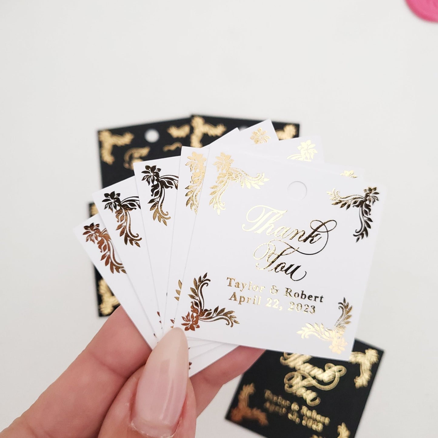 Square Black Wedding Favor Tags - XOXOKristen