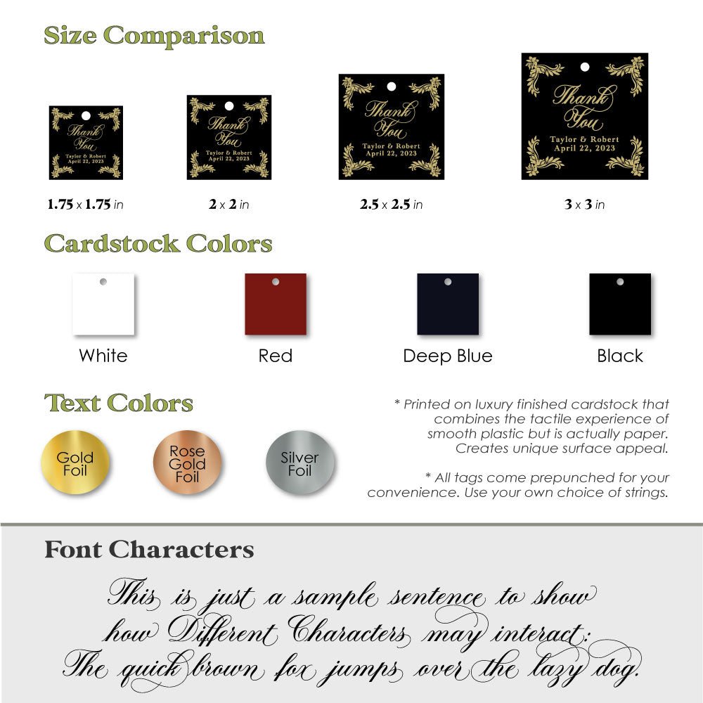 Square Black Wedding Favor Tags - XOXOKristen