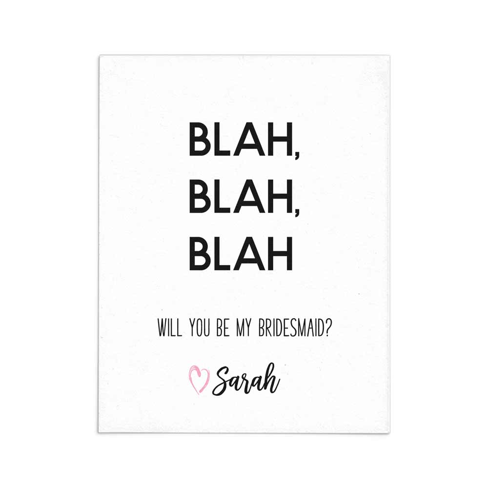 Three times Blah Funny Will you be my Bridesmaid Card - XOXOKristen