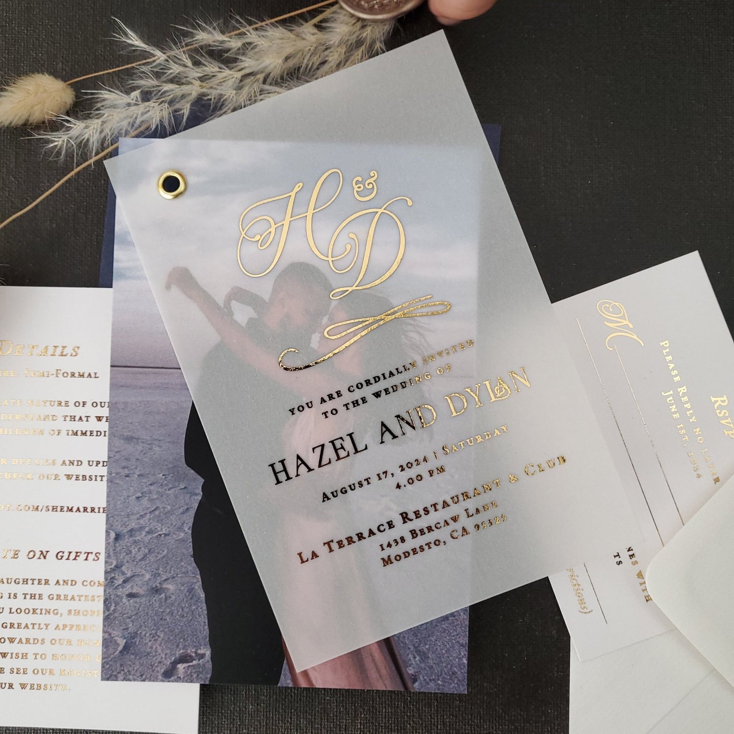 Vellum Wedding Invitation Suite with Monograms - XOXOKristen