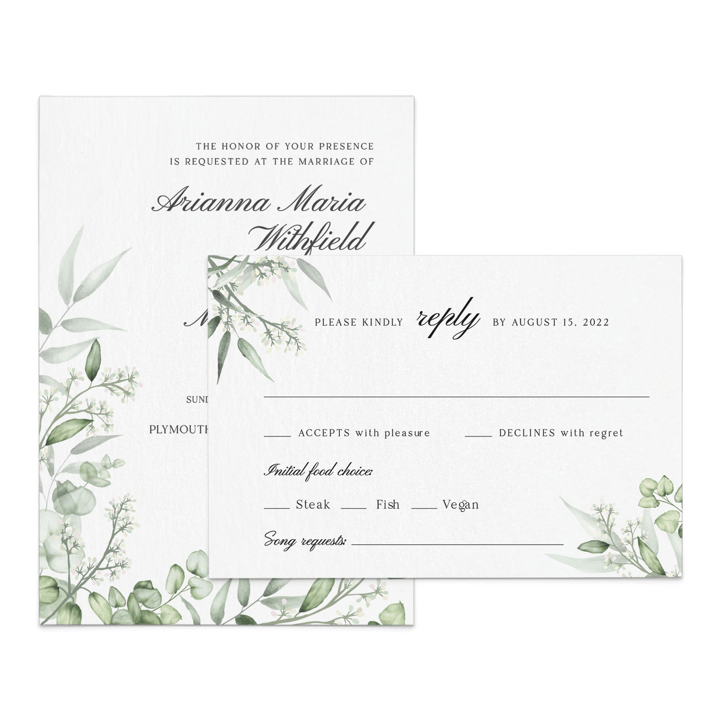 Wedding Floral Greenery Invitation Suite - XOXOKristen