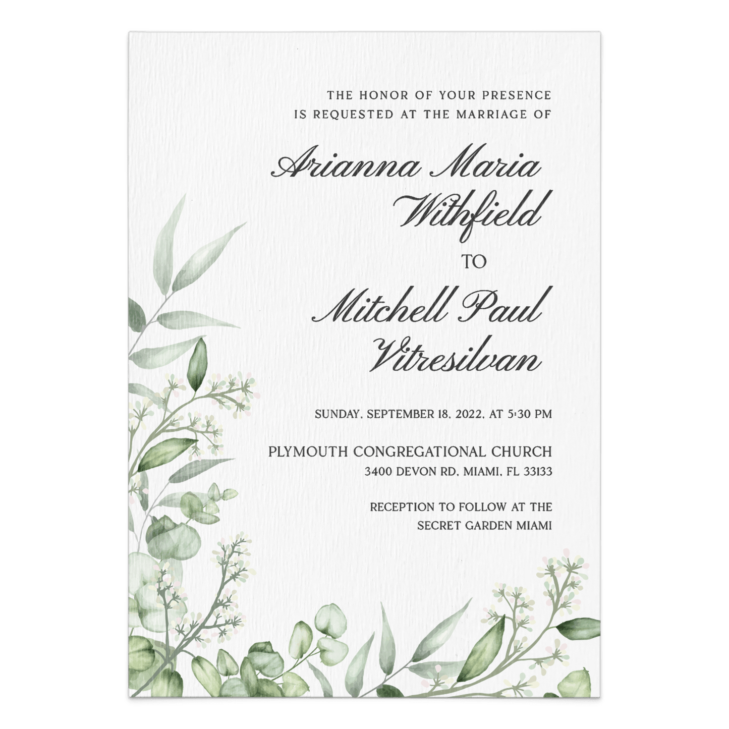 Wedding Floral Greenery Invitation Suite - XOXOKristen