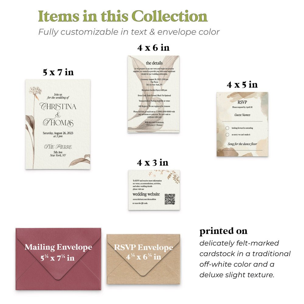 Wedding Invitation Suite in Beige Florals - XOXOKristen