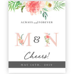 White and Pink Garden Beauties Wedding Wine Label - XOXOKristen