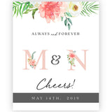 White and Pink Garden Beauties Wedding Wine Label - XOXOKristen