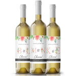 White and Pink Garden Beauties Wedding Wine Label - XOXOKristen