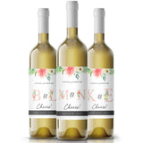 White and Pink Garden Beauties Wedding Wine Label - XOXOKristen