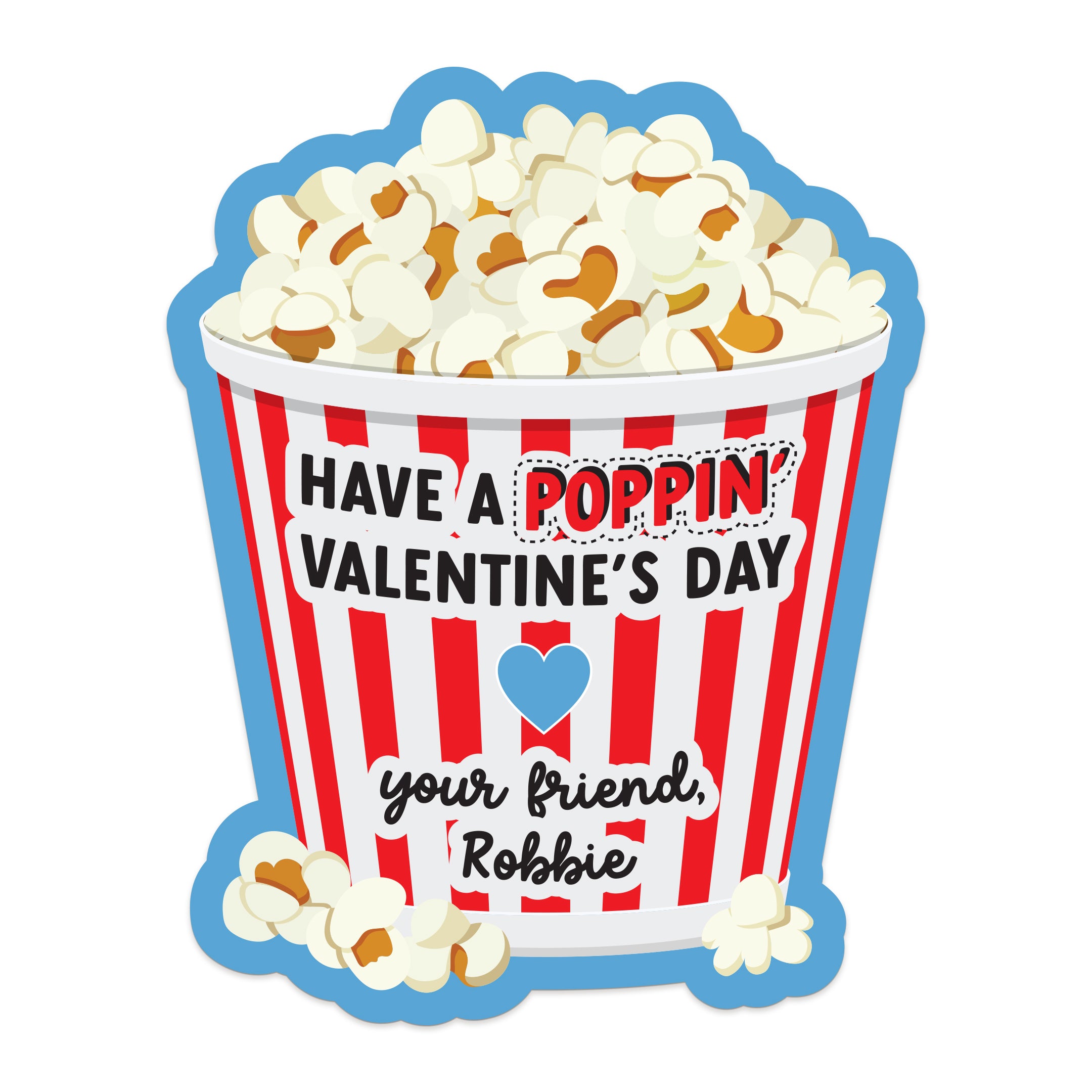 Valentine's Day Popcorn Stickers for Kids