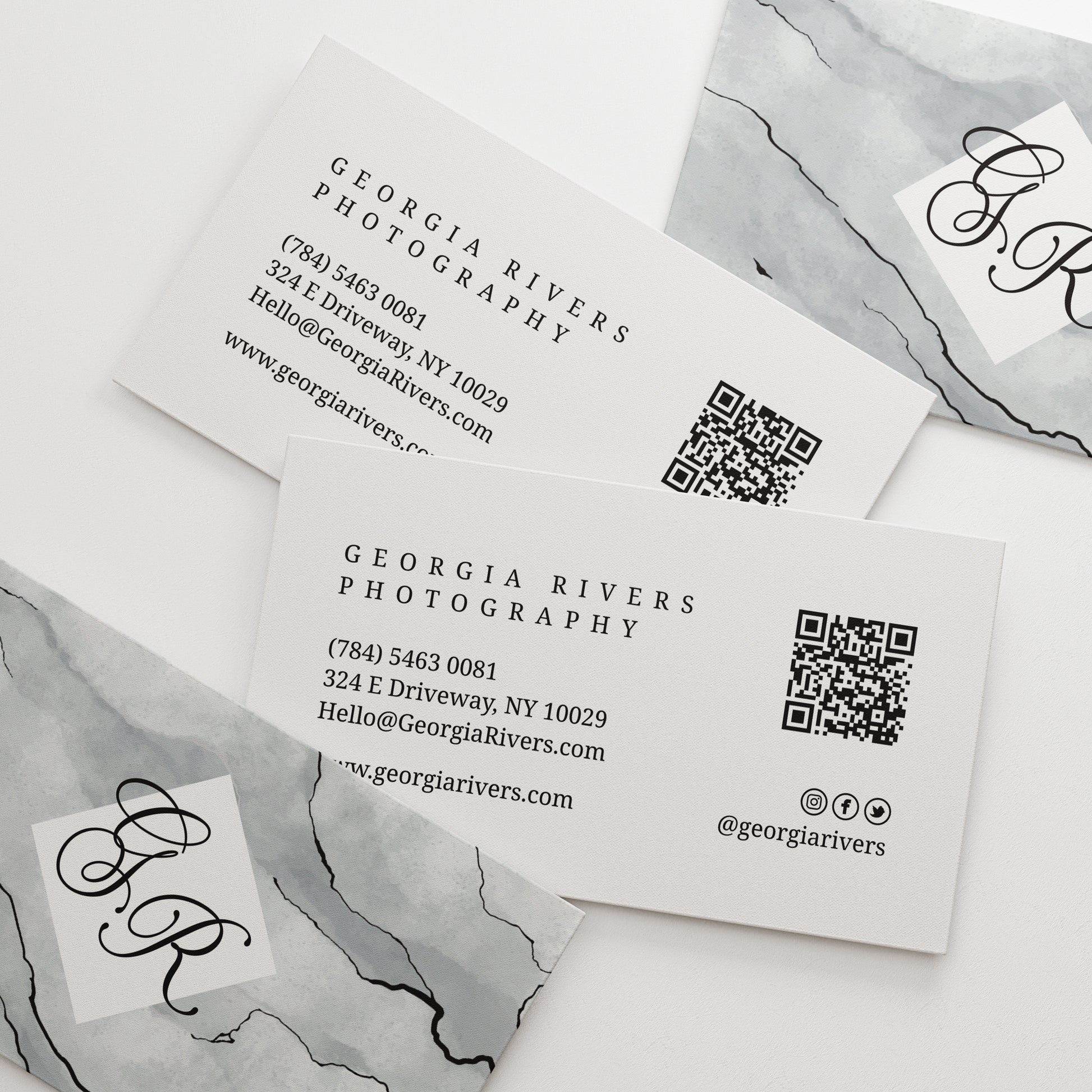 Personalized Business Cards - Elegant Marble Design with Monograms - Reflecting Professionalism and Style - XOXOKristen