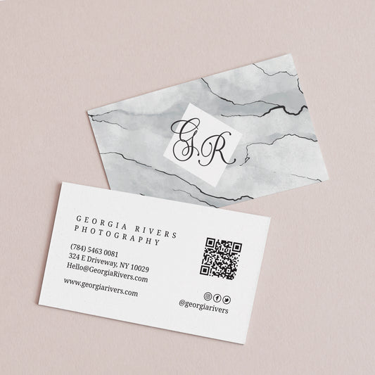 Personalized Business Cards - Elegant Marble Design with Monograms - Reflecting Professionalism and Style - XOXOKristen