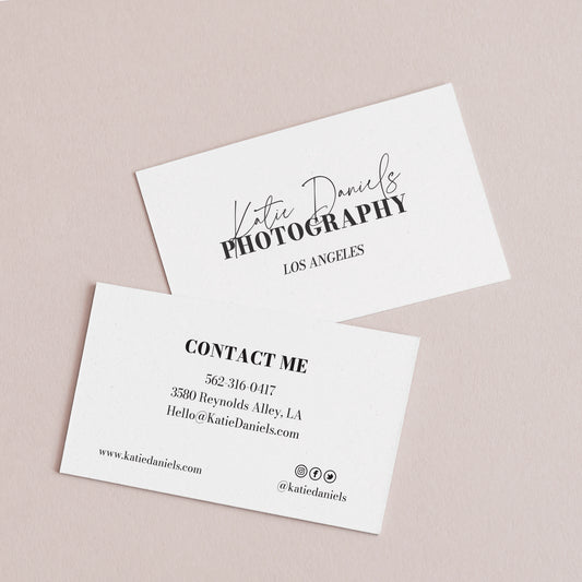 Personalized Business Cards - Sleek Black and White Design with Unique Fonts - XOXOKristen