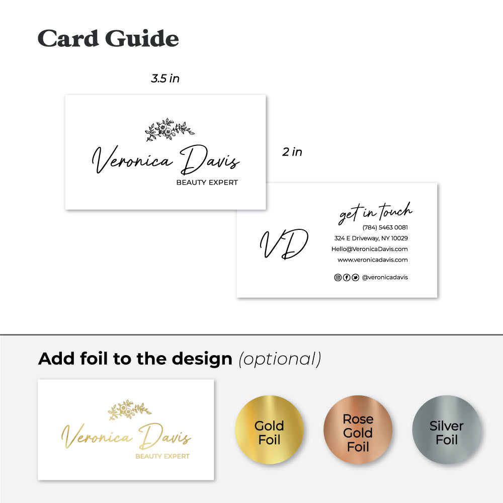 Personalized Business Cards - Elegant Design with Delicate Flower Branch - Reflecting Your Brand's Essence -  XOXOKristen