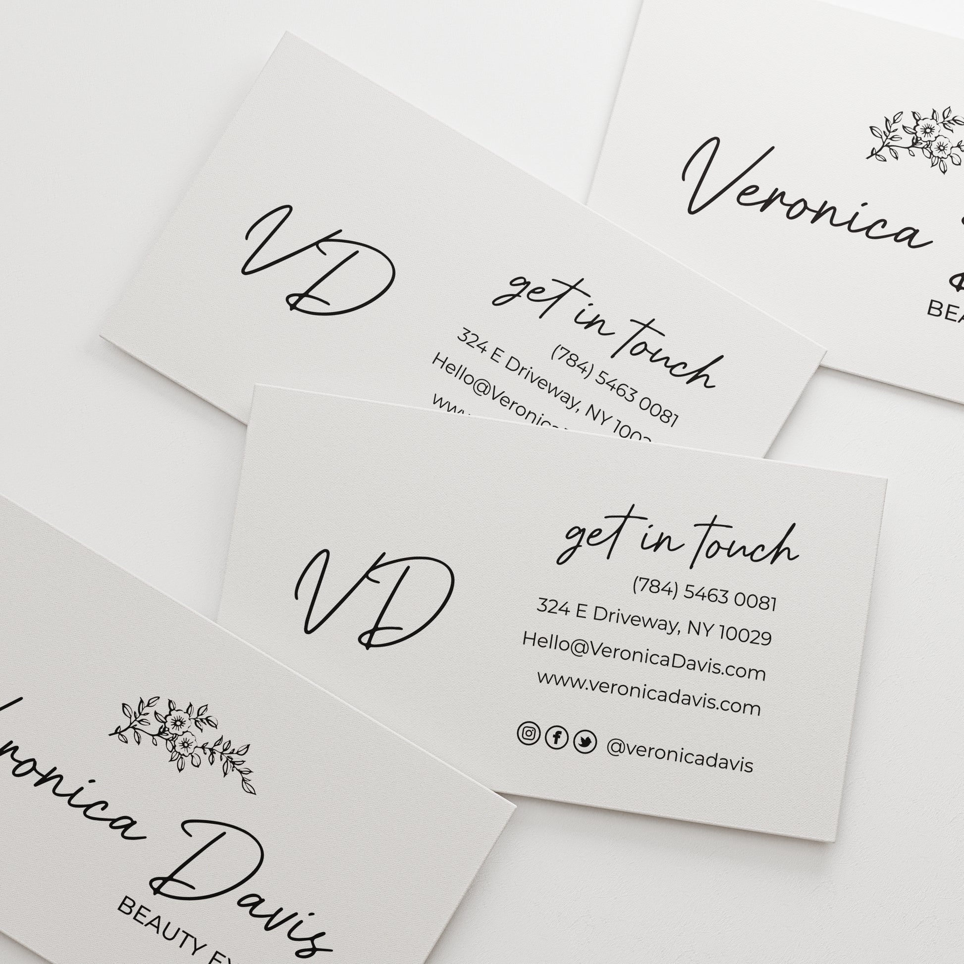 Personalized Business Cards - Elegant Design with Delicate Flower Branch - Reflecting Your Brand's Essence -  XOXOKristen