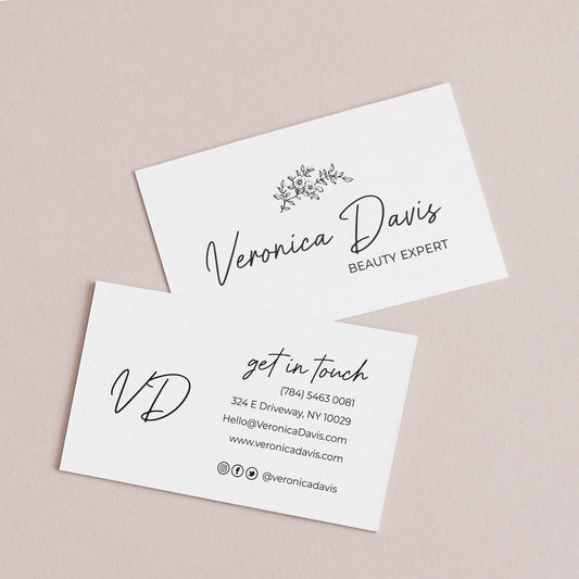 Personalized Business Cards - Elegant Design with Delicate Flower Branch - Reflecting Your Brand's Essence -  XOXOKristen