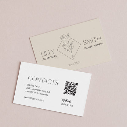 Custom business cards with elegant floral design and variety of color options - XOXOKristen