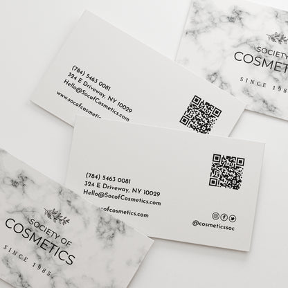 Personalized Business Cards - Sophisticated Marble Design with Delicate Flower Branch - XOXOKristen