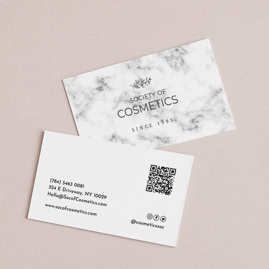 Personalized Business Cards - Sophisticated Marble Design with Delicate Flower Branch - XOXOKristen