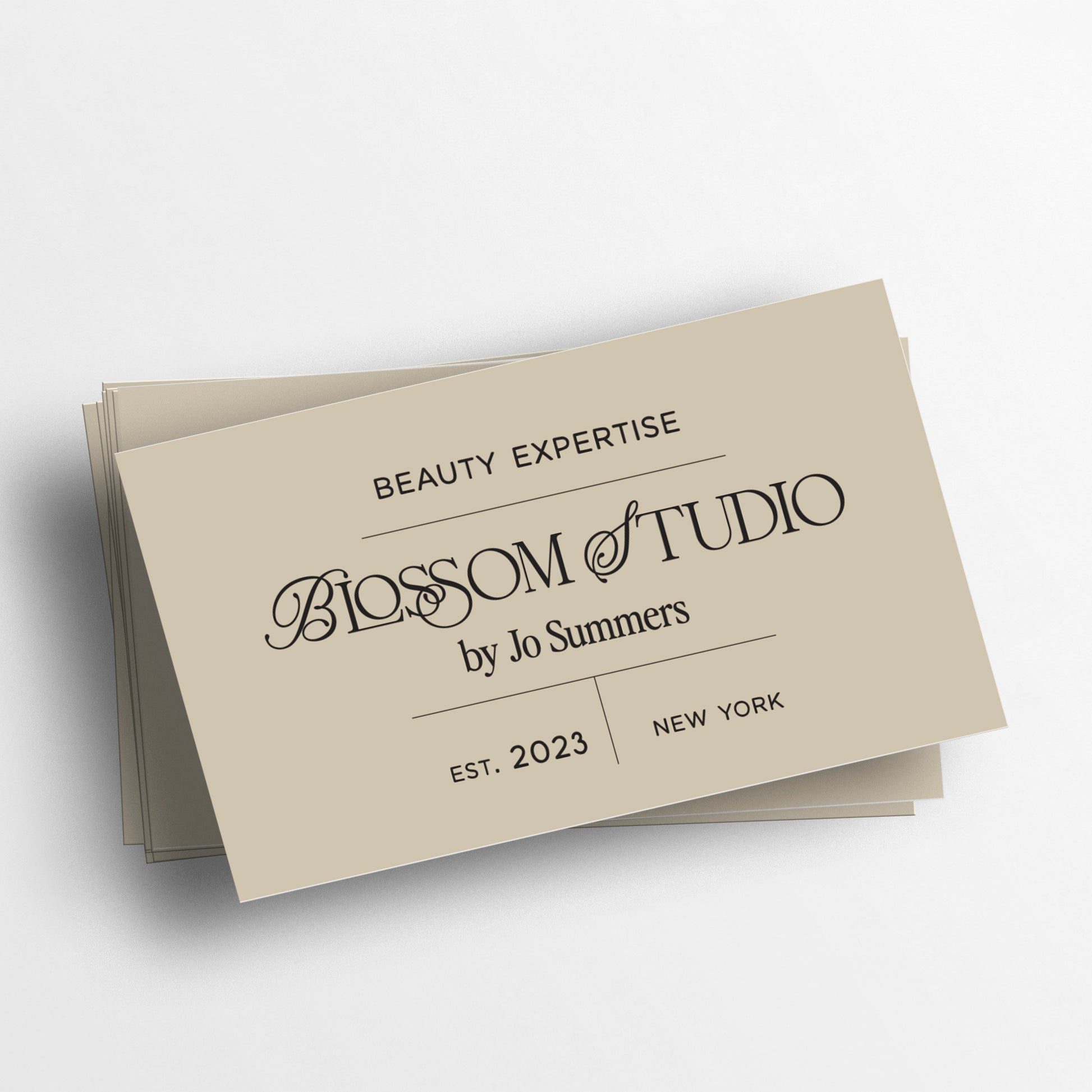 custom small business cards in beige with calligraphy designs - XOXOKristen
