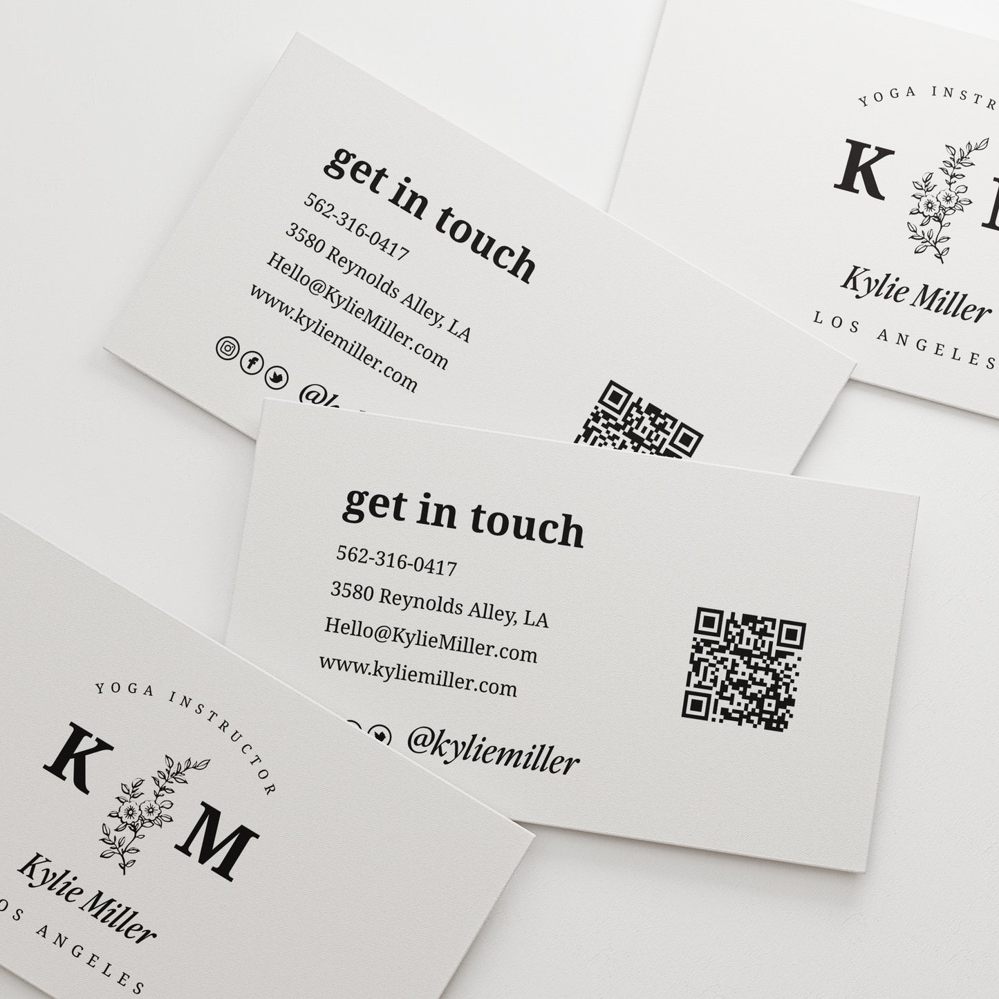 Personalized Business Cards - Elegant Monogram Floral Design - XOXOKristen