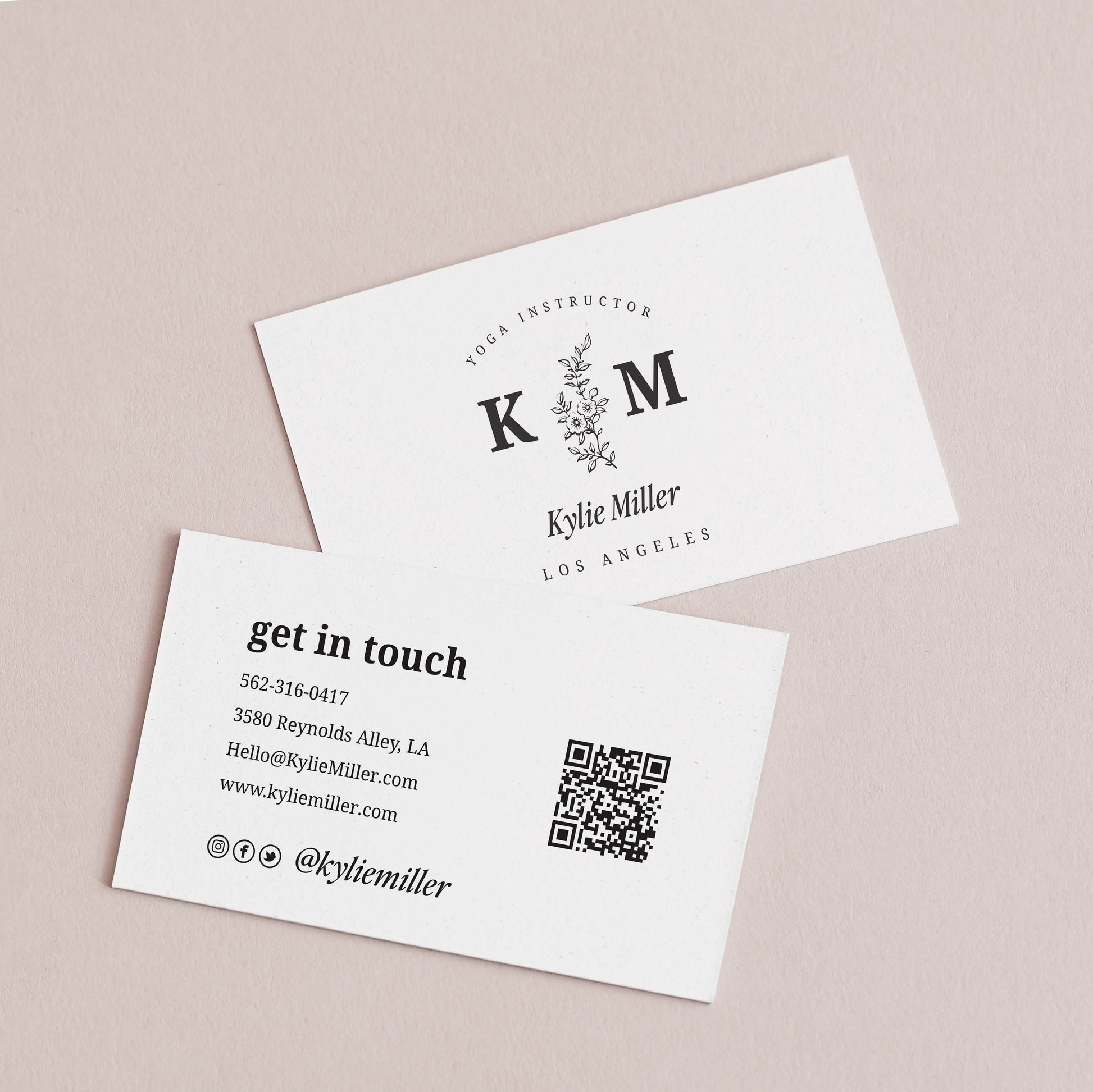 Personalized Business Cards - Elegant Monogram Floral Design - XOXOKristen