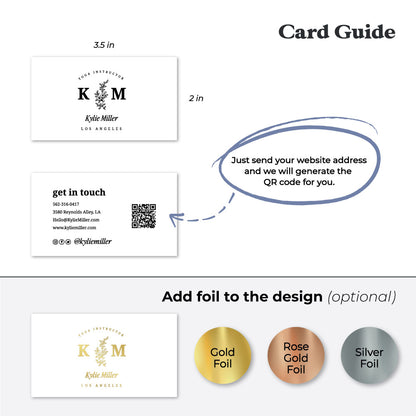 Personalized Business Cards - Elegant Monogram Floral Design - XOXOKristen