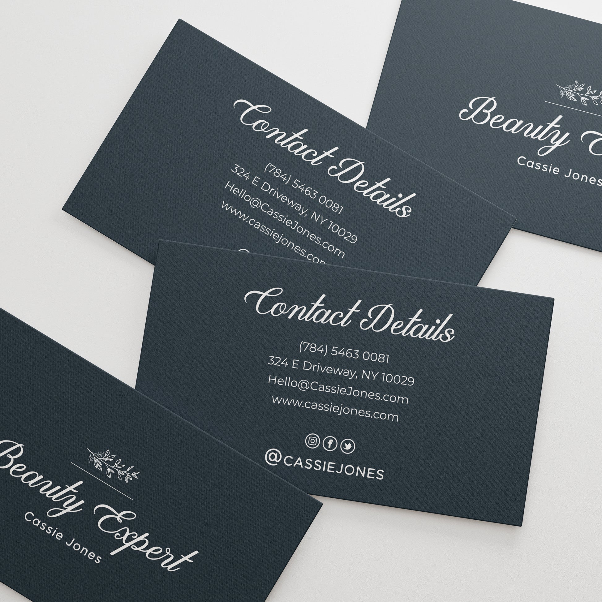 Elegant business cards for small businesses with flower branch and calligraphy font - XOXOKristen