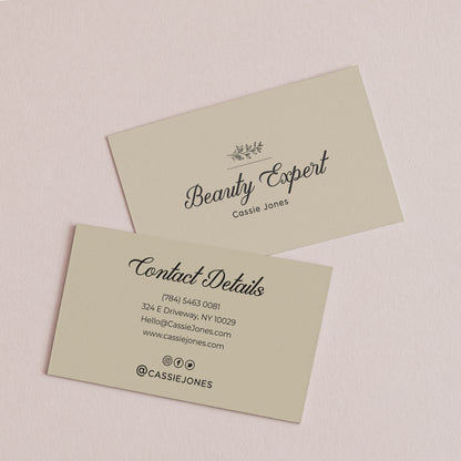 Elegant business cards for small businesses with flower branch and calligraphy font - XOXOKristen