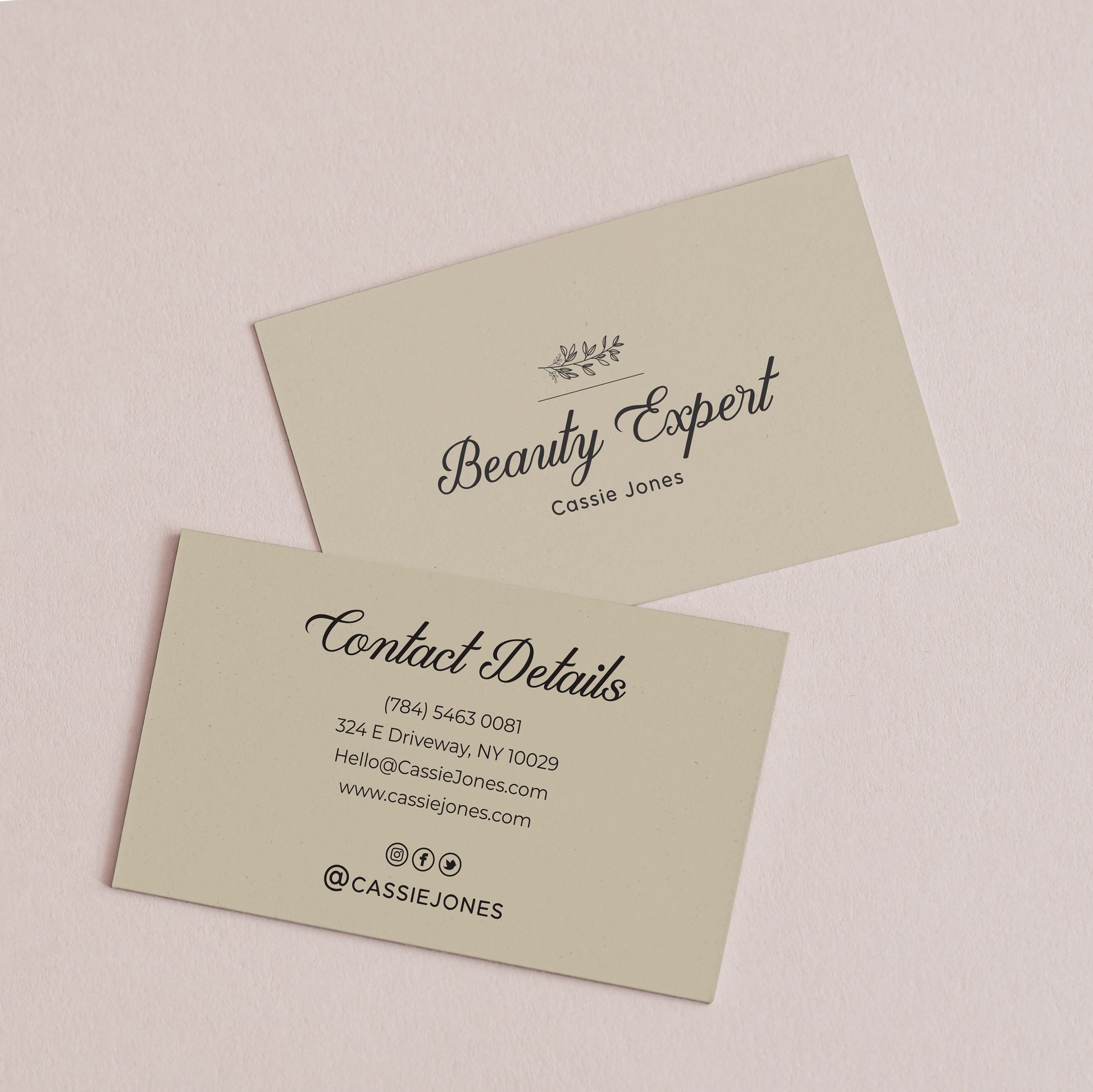 Elegant business cards for small businesses with flower branch and calligraphy font - XOXOKristen