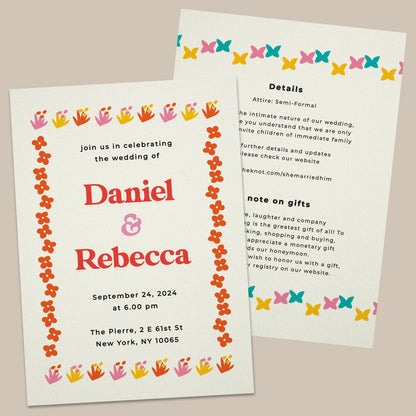 colorful wedding invitations with flowers - XOXOKristen