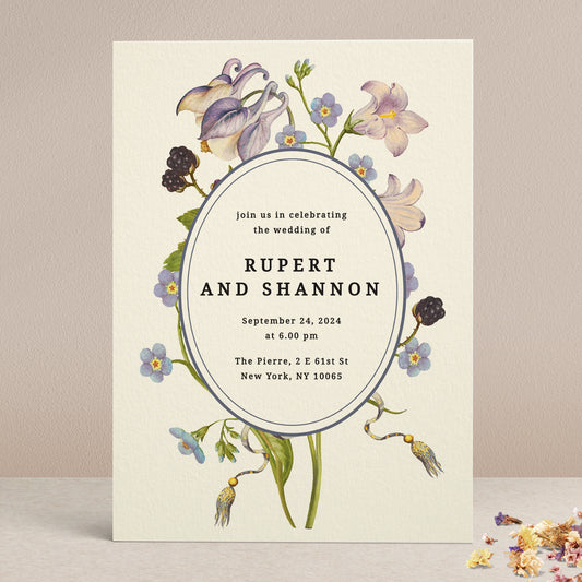 purple and lilac boho botanical wedding invitation - XOXOKristen
