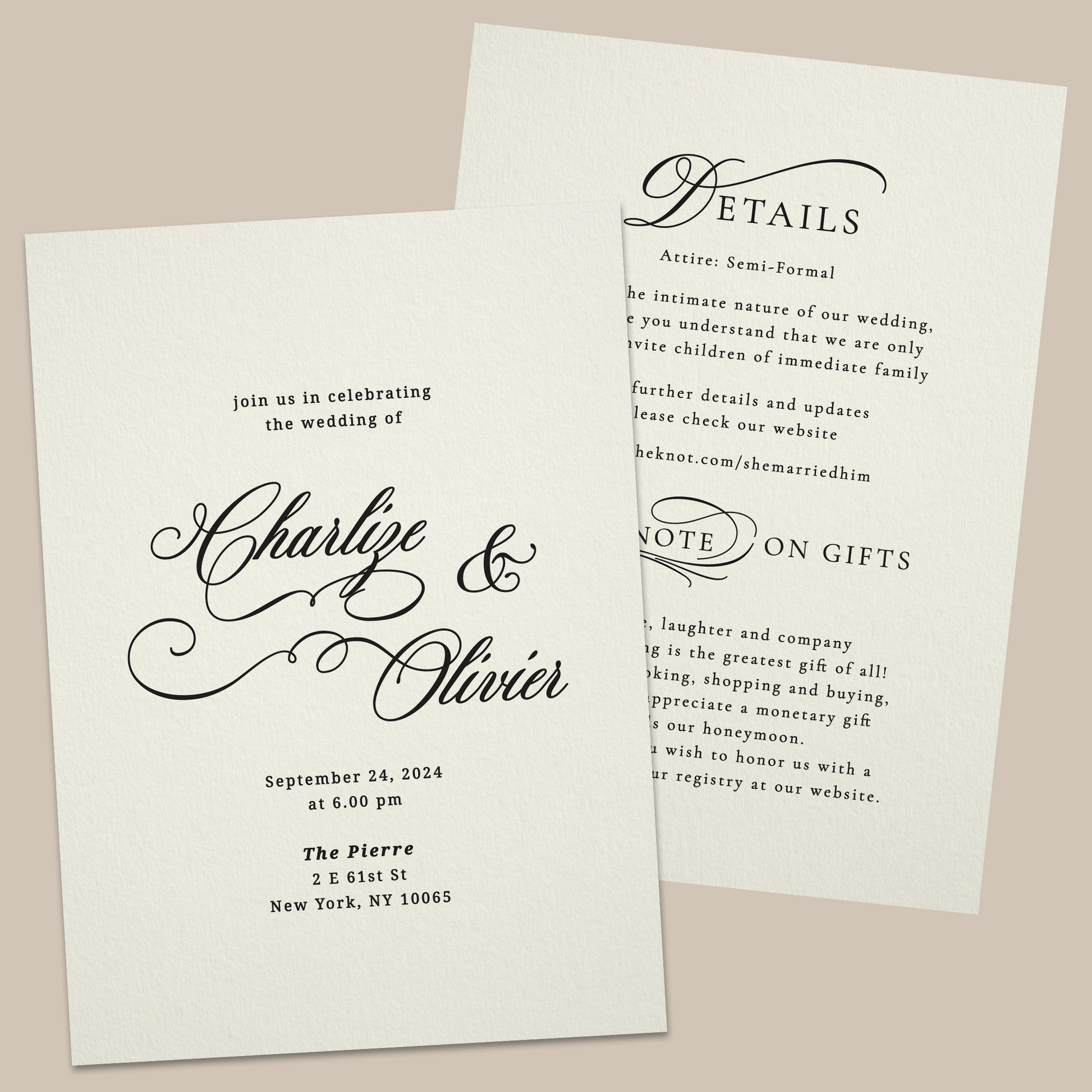 elegant simple wedding invitations with calligraphy font - XOXOKristen