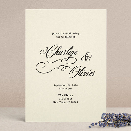 elegant simple wedding invitations with calligraphy font - XOXOKristen