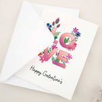 LOVE floral Galentine’s greeting card with Happy Galentine’s script, white envelope – XOXOKristen