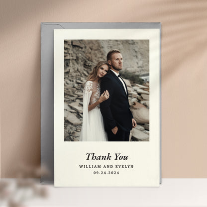wedding thank you cards with custom photo, personalized with names and wedding date - XOXOKristen
