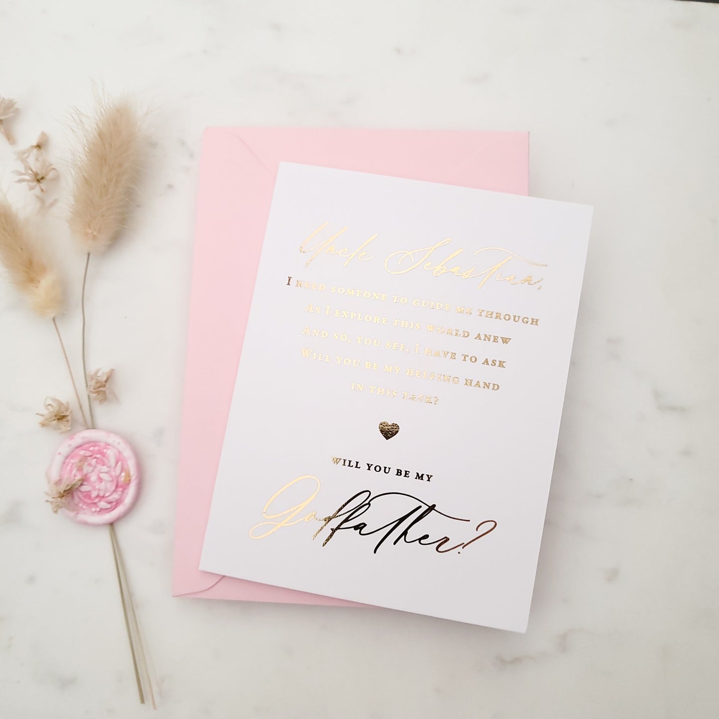 will you be my godfather proposal card with gold foiled calligraphy font - XOXOKristen