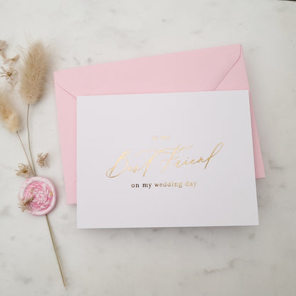 to my best friend on my wedding day note cards with gold foiled calligraphy - XOXOKristen