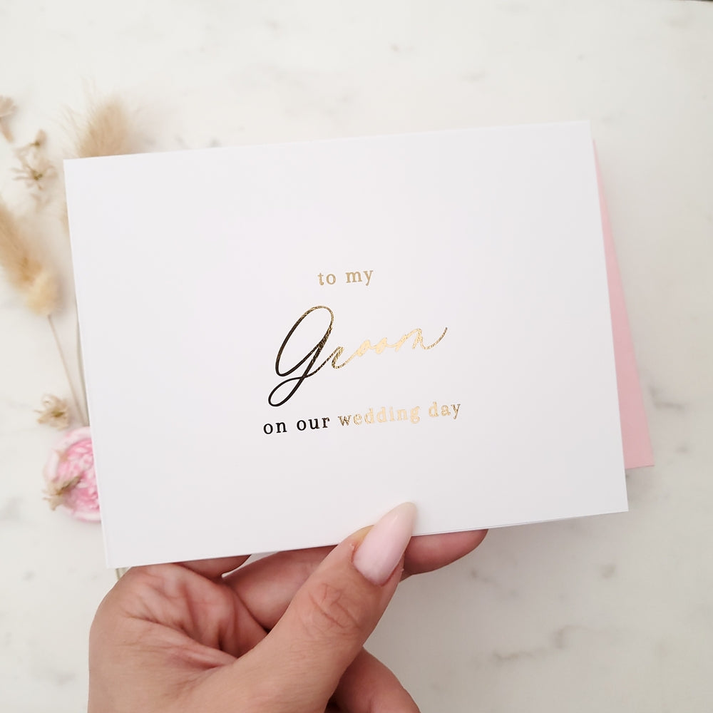 to my groom on our wedding day with gold calligraphy - XOXOKristen