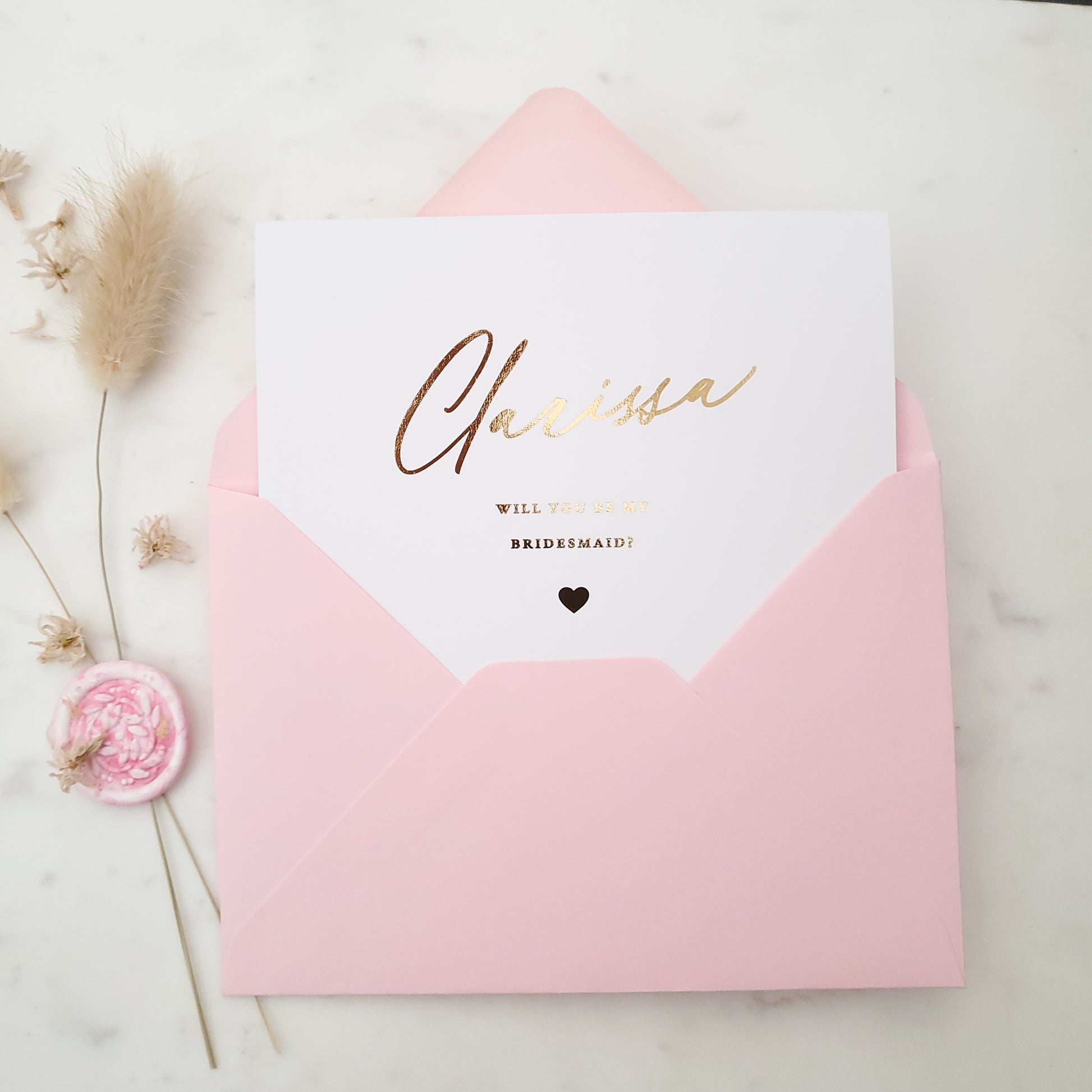 personalized with name bridesmaid proposal card with gold foiled text - XOXOKristen