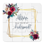 Boho Flowers & Gold Frame Bridesmaid Puzzle - XOXOKristen