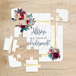 Boho Flowers & Gold Frame Bridesmaid Puzzle - XOXOKristen