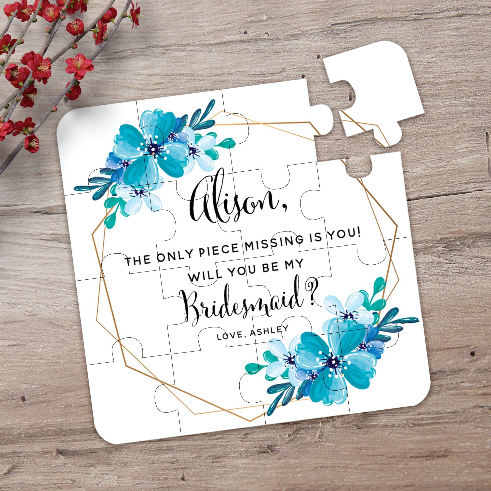 Blue Flowers Bridesmaid Puzzle - XOXOKristen
