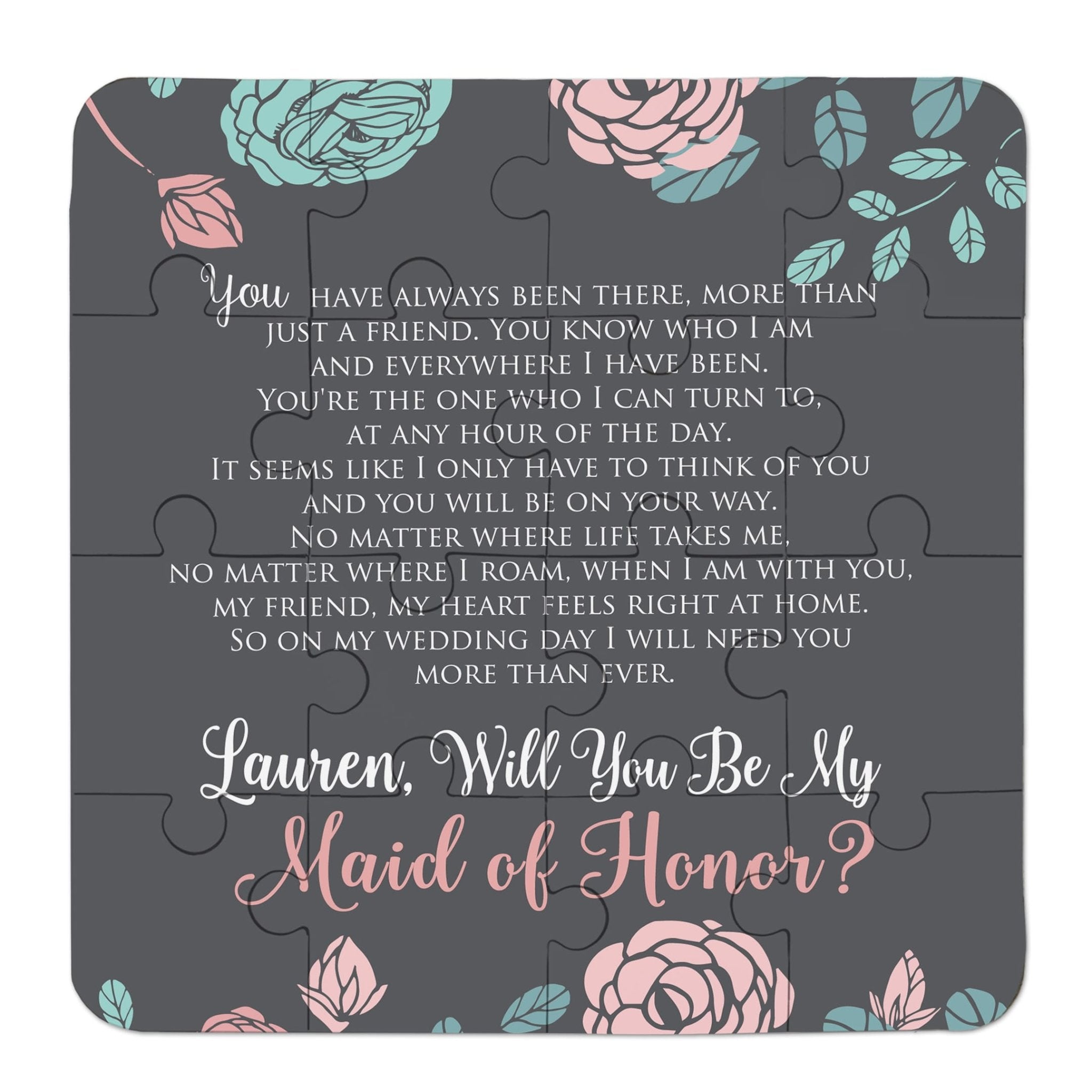 Chalkboard effect Maid of Honor Puzzle - XOXOKristen