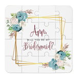 Dusty Blue Flowers Bridesmaid Puzzle - XOXOKristen