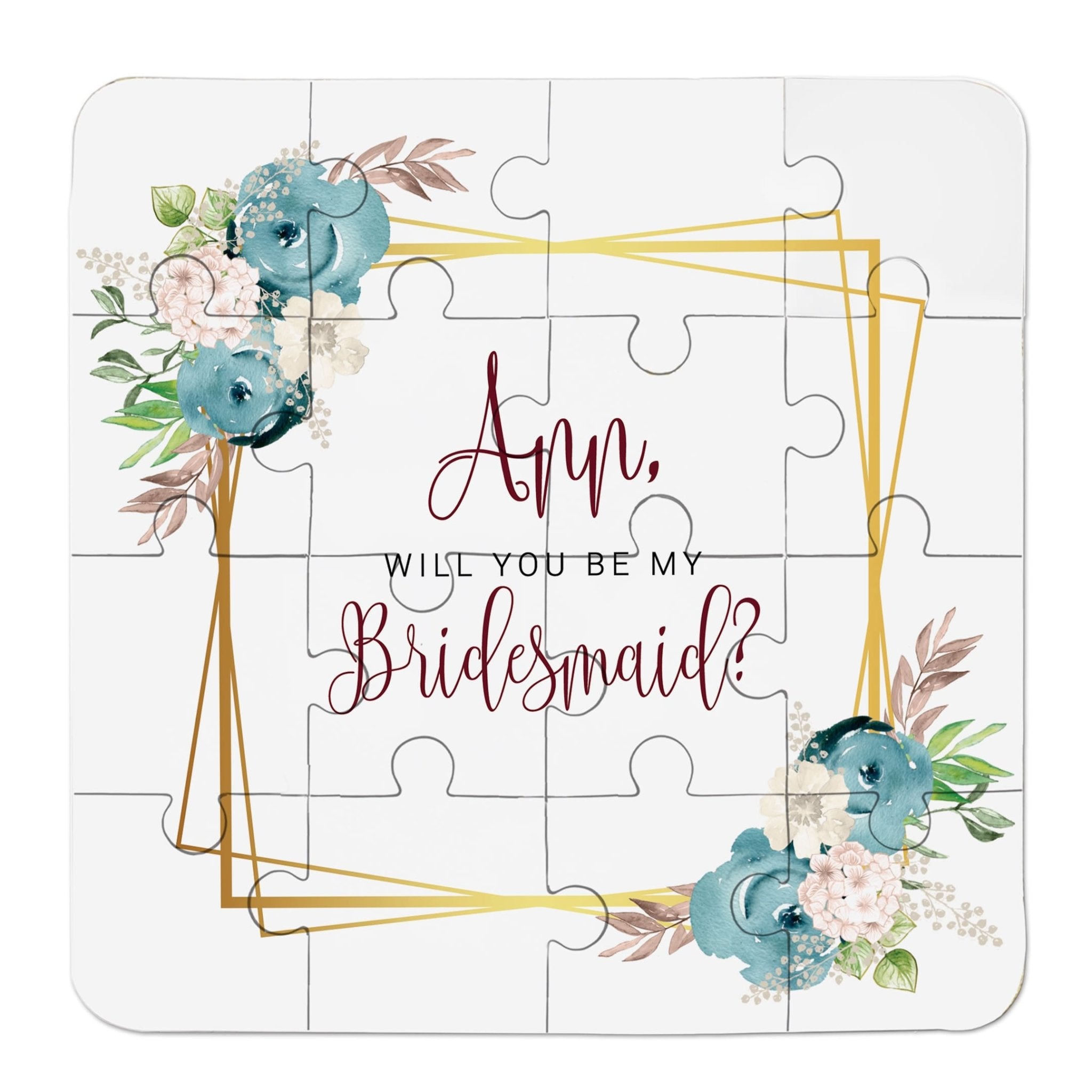 Dusty Blue Flowers Bridesmaid Puzzle - XOXOKristen